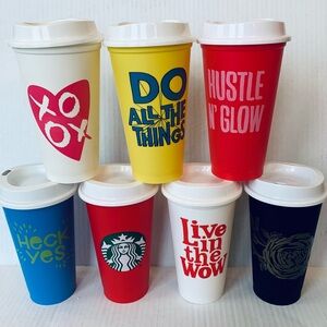 Starbucks Limited Edition 2012-13 Reusable Hot/Cold Cups With Lids Pack of 7